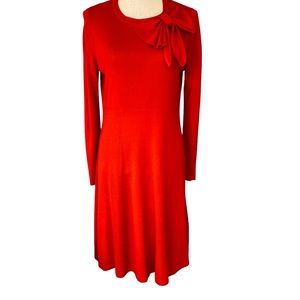 Eliza J Red Bow Sweater Dress Midi Size Medium